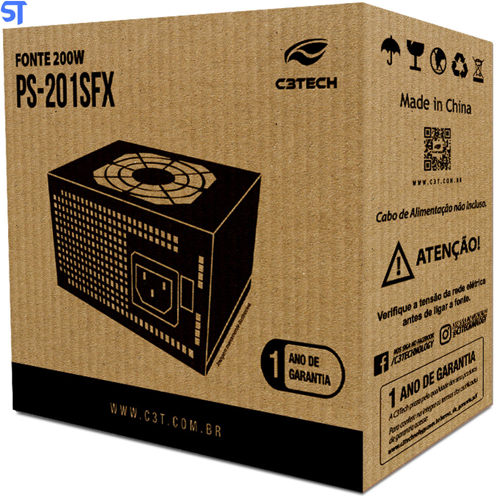 Fonte SFX 200W PS-201SFX sem cabo C3Tech