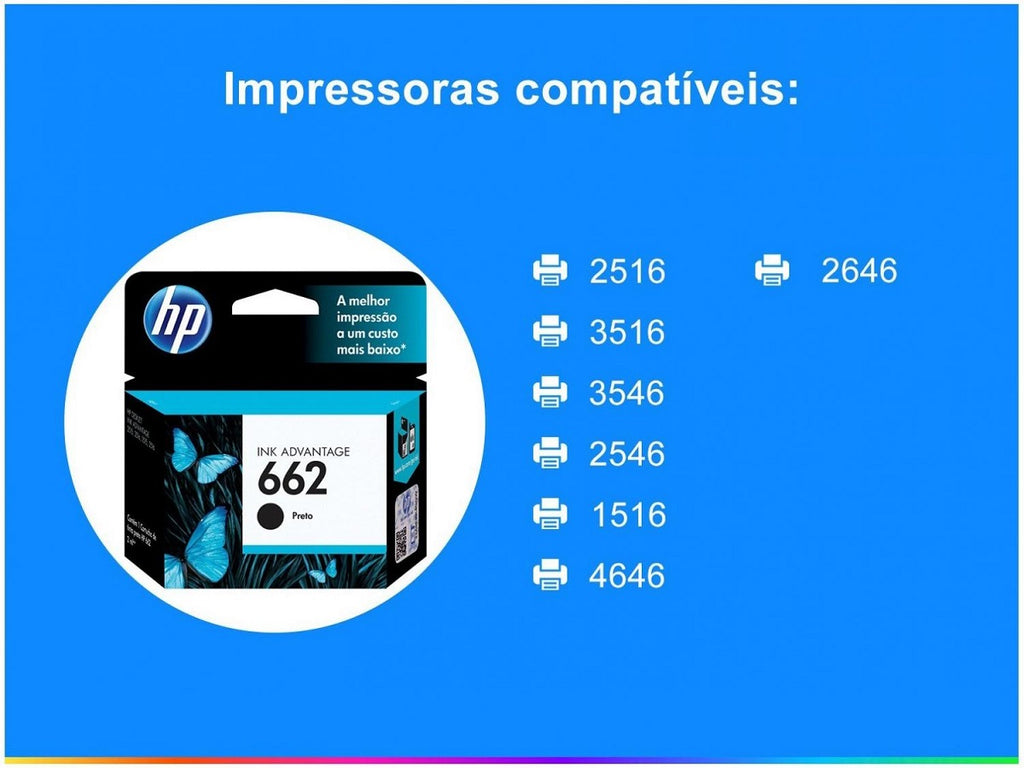 Cartucho HP 662 Preto CZ103AB Original 2ml