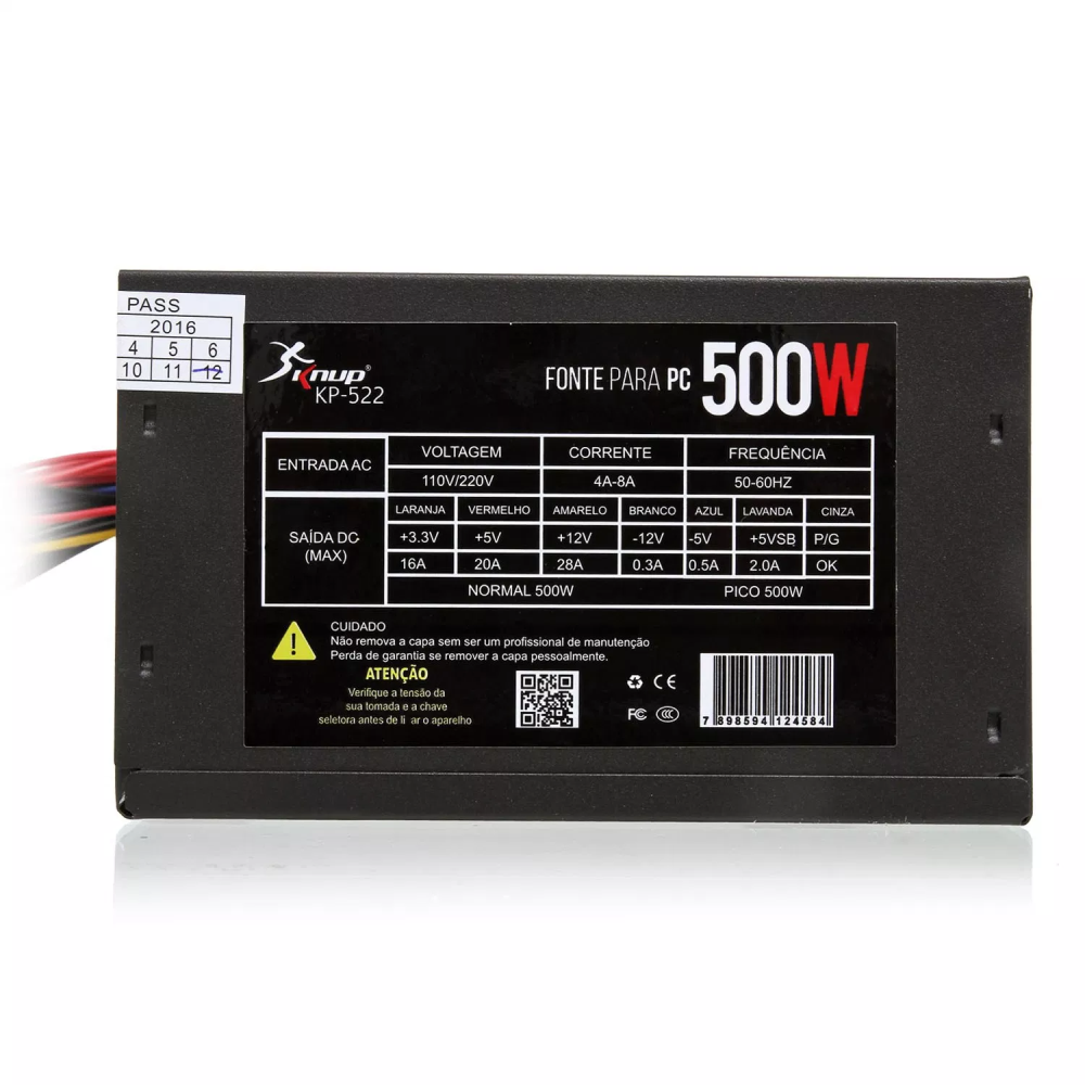 Fonte de Alimentação ATX Potencia Real 500W Knup- KP-522
