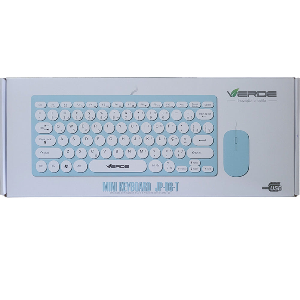 Kit Teclado mouse Branco Teclado Silenciosas Atalhos Multimidia JP-08-T - Marca Verde