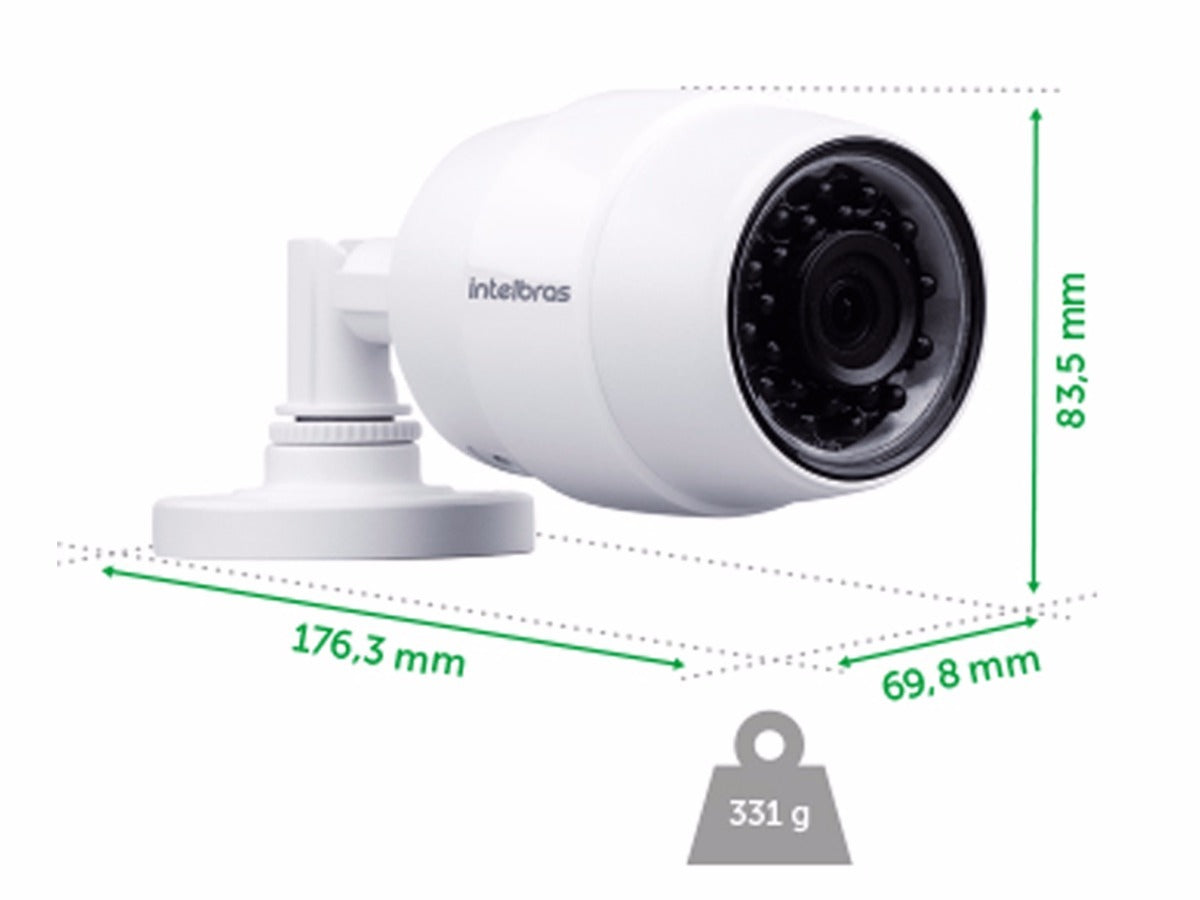 Camera de Seguranca Intelbras Wi Fi HD iC5 Mibo IP 66 Resistente à ChuvaInfravermelho 30 Metros