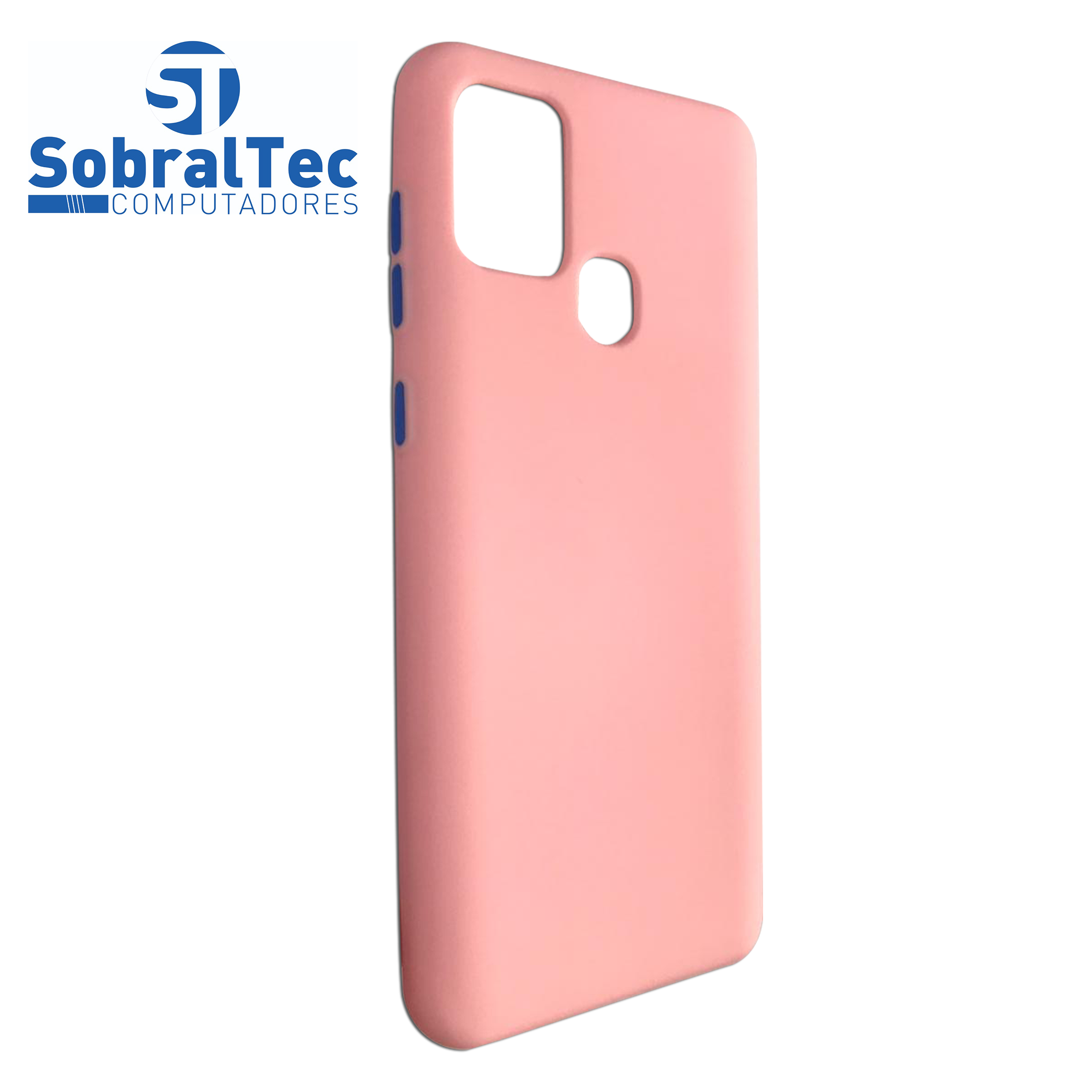 Capa Silicone TPU Reforçado Rosa Botões Em Azul Samsung Galaxy A21s
