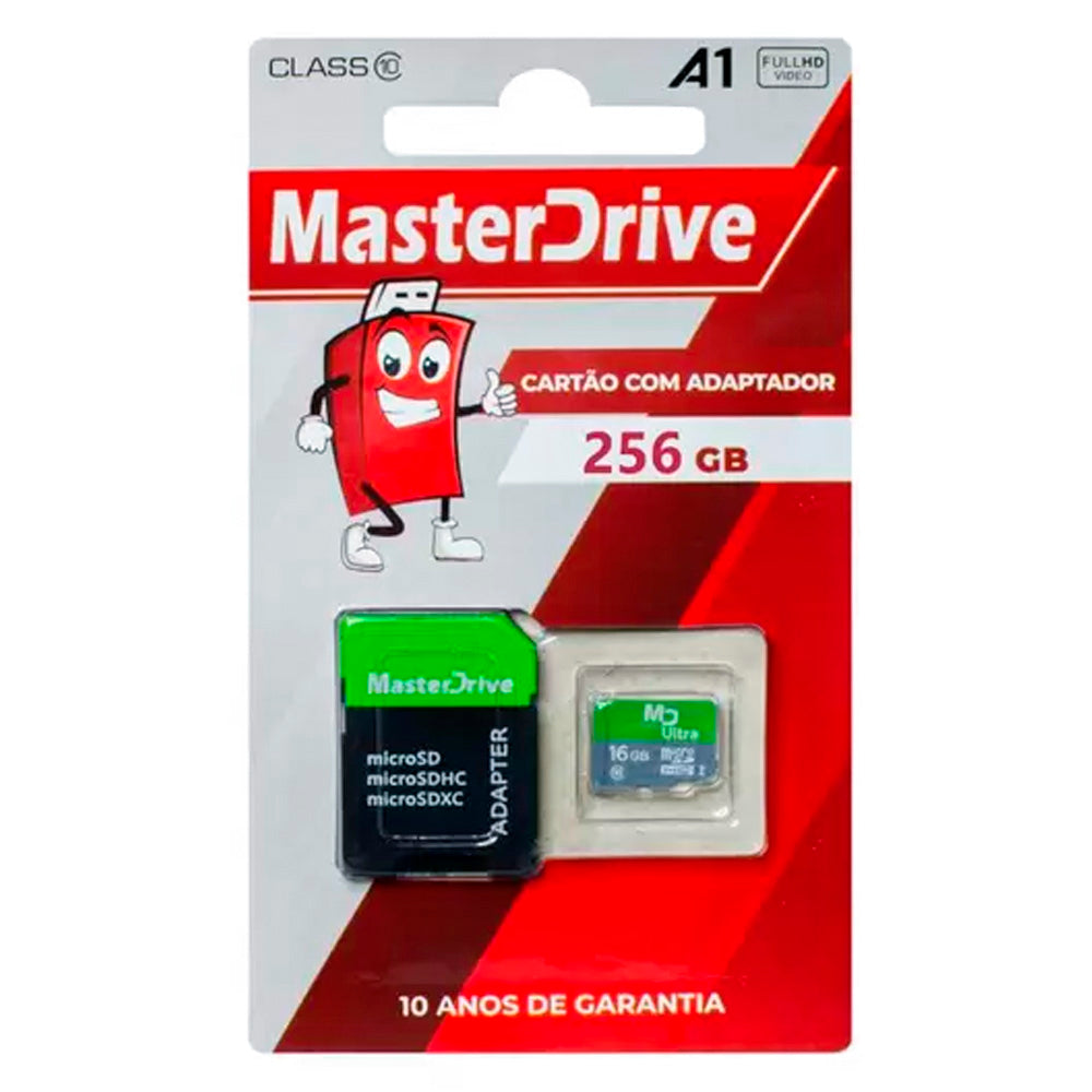Cartão de Memória 256GB MicroSD Com Adaptador MasterDrive