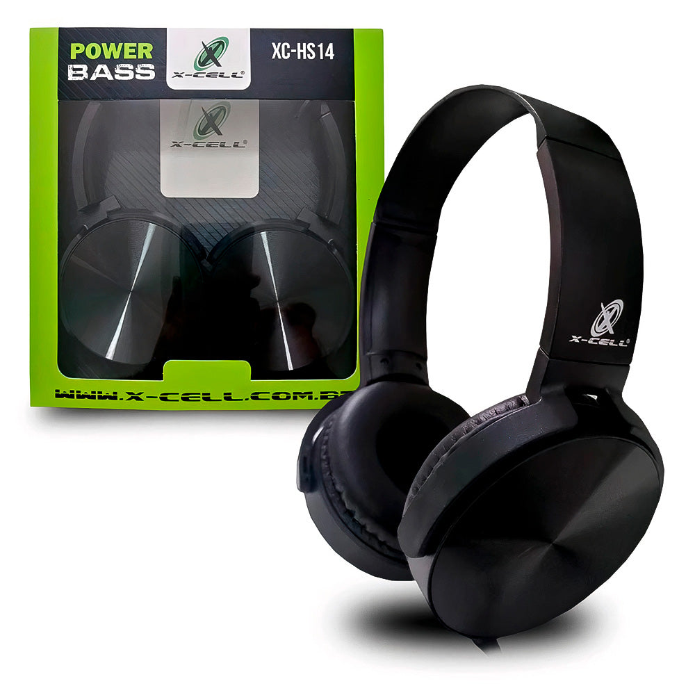 Fone de Ouvido Multímidia Headphone X-CELL Power Bass 1,5m Plug P2 XC-HS 14 - Preto