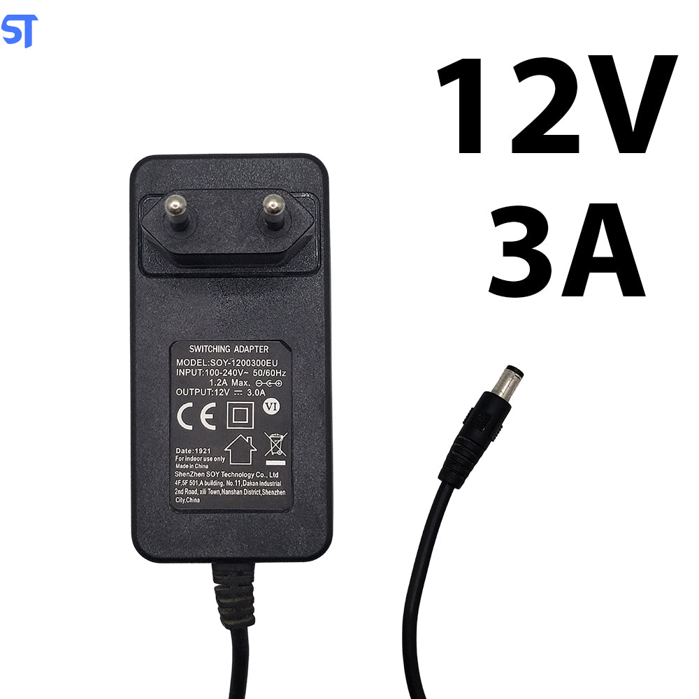 Fonte De Alimentação 12V 3,0A Pino 5.5mm x 2.5mm Modelo SOY-1200300EU