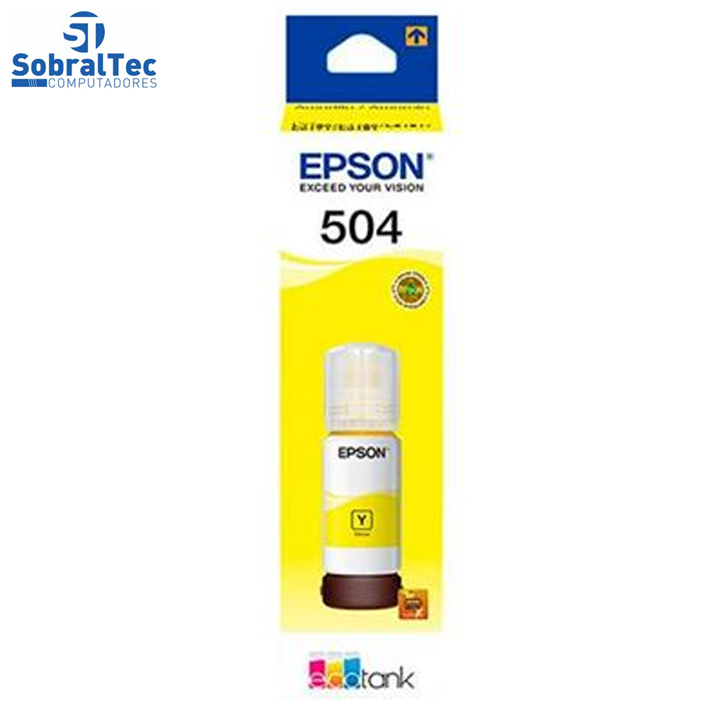 Refil de Tinta Epson Amarelo 504 Original T504 Para Ecotank L4150 / L4160 / L4260 / L6171 / L6161 / L6191
