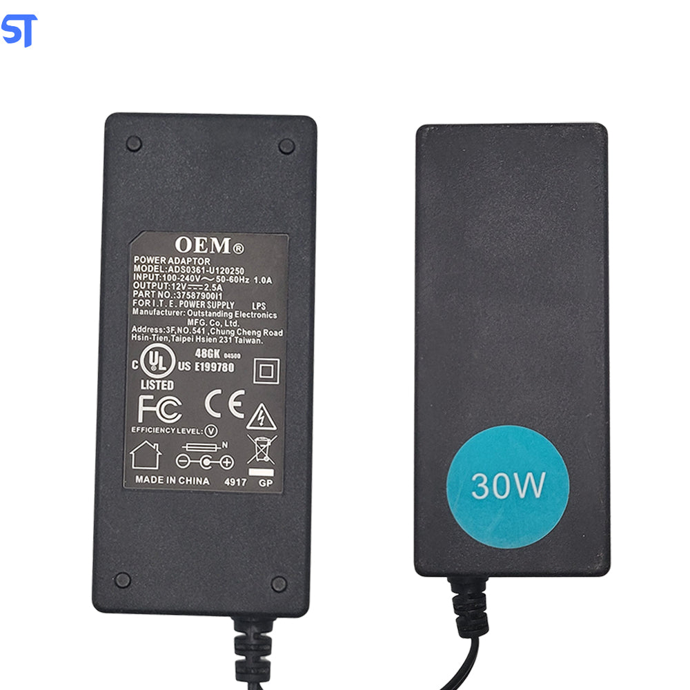 Fonte de Alimentação 12V 2.5A 30W Pino 5,2mm x 2,5mm Modelo: ADS0361-U120250