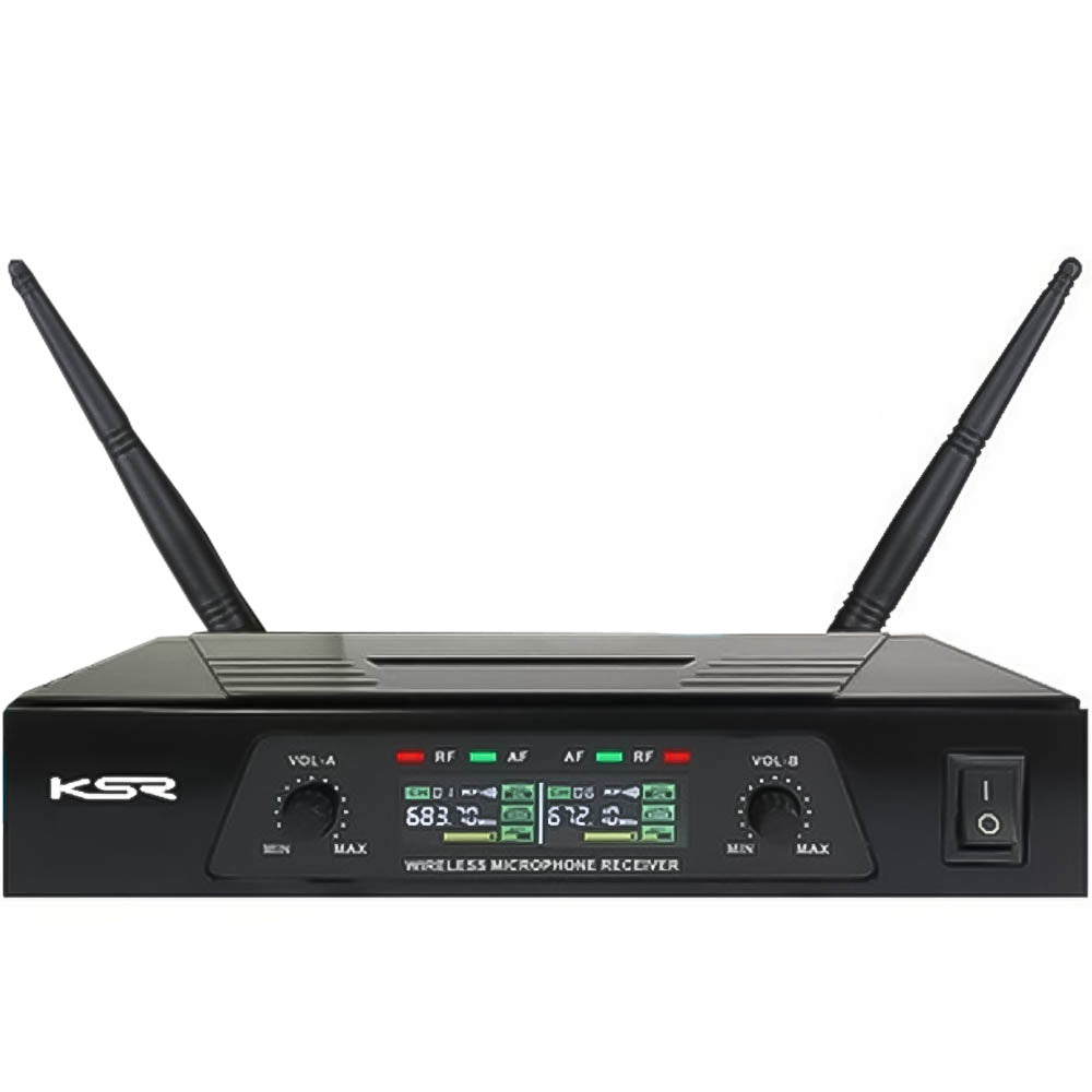 Kit Microfone Sem Fio + Receptor UHF Com 2 Antenas + 02 Microfone de Mão - KSR KT-02