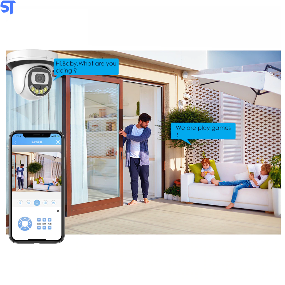 Câmera IP Dome 5MP 2K Full-HD-Detecção De Movimento-Dual Array Leds IR / Visão Noturna-Onvif NVR Áudio de duas vias