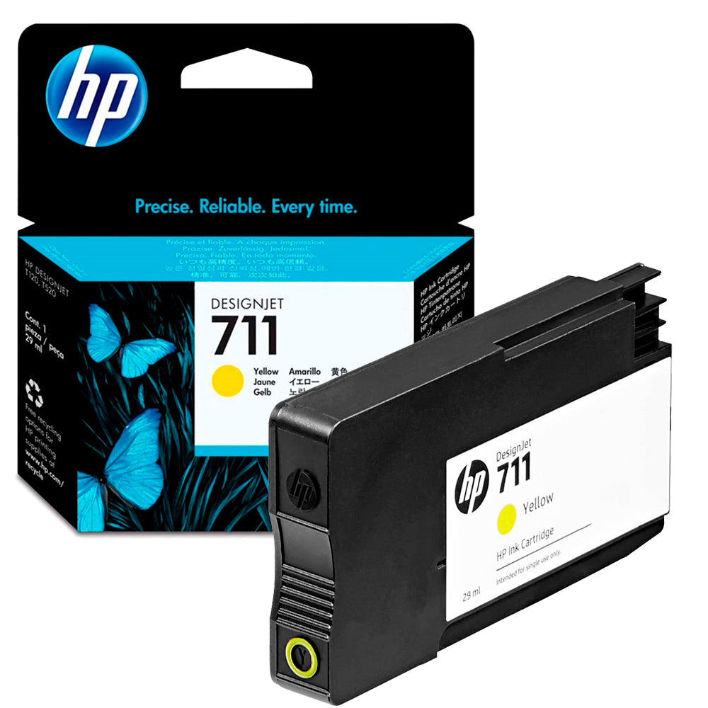 Kit 3 Unidades Cartucho de Tinta HP DesignJet 711 | T120, T130, T520 | 29ml Amarelo HP Original - CZ132AB