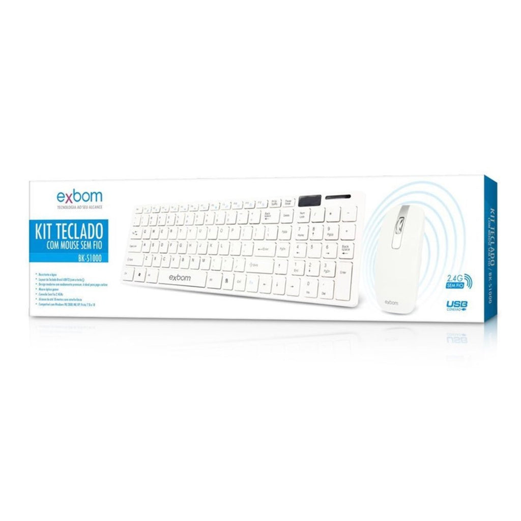 Kit Teclado e Mouse Sem Fio Exbom BKS1000