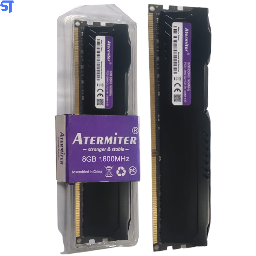 Memoria Ram Desktop DDR3  8GB 1600MHz Atermiter Preta