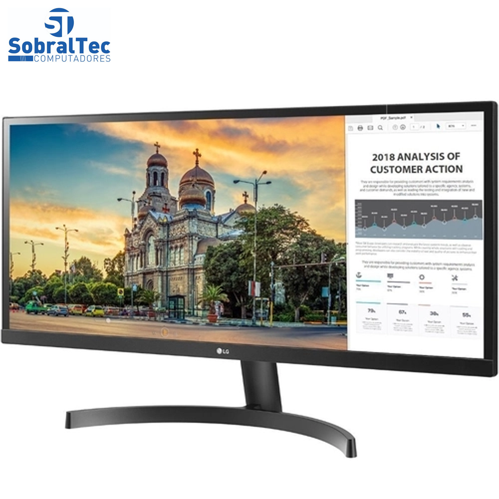 Monitor LG 29” UltraWide Full HD IPS com Screen Split 2.0 29WK500 Preto