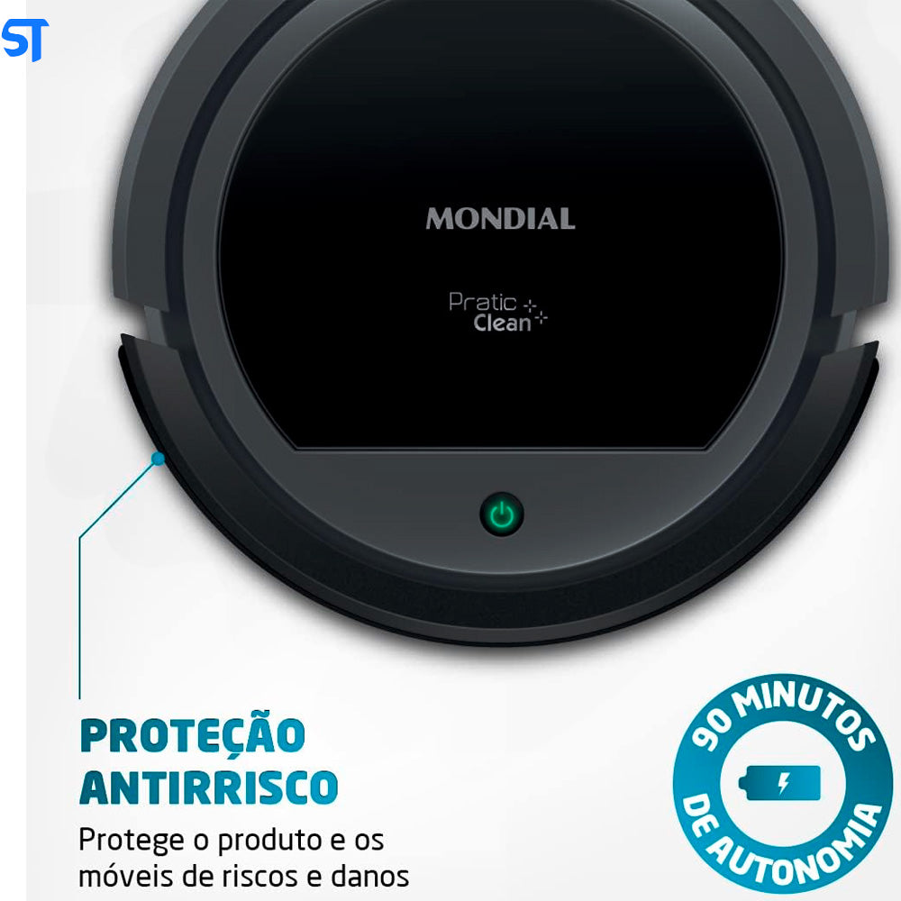Aspirador de Pó Robô Mondial, Pratic Clean, Bivolt, Cinza/Preto, 30W - RB-11