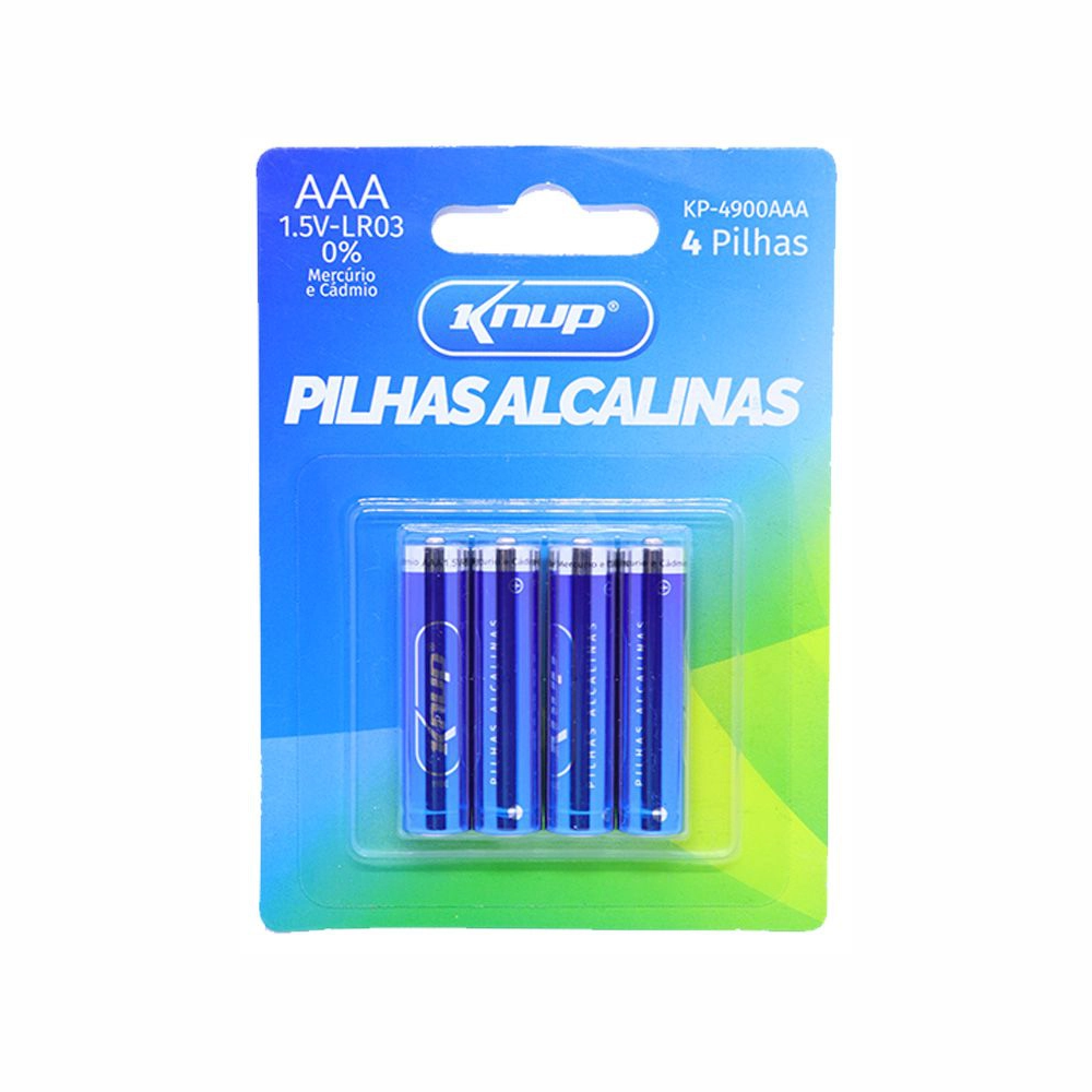 Pilha Palito Alcalina Cartela Com 4 Unidades Knup  KP-4900AAA