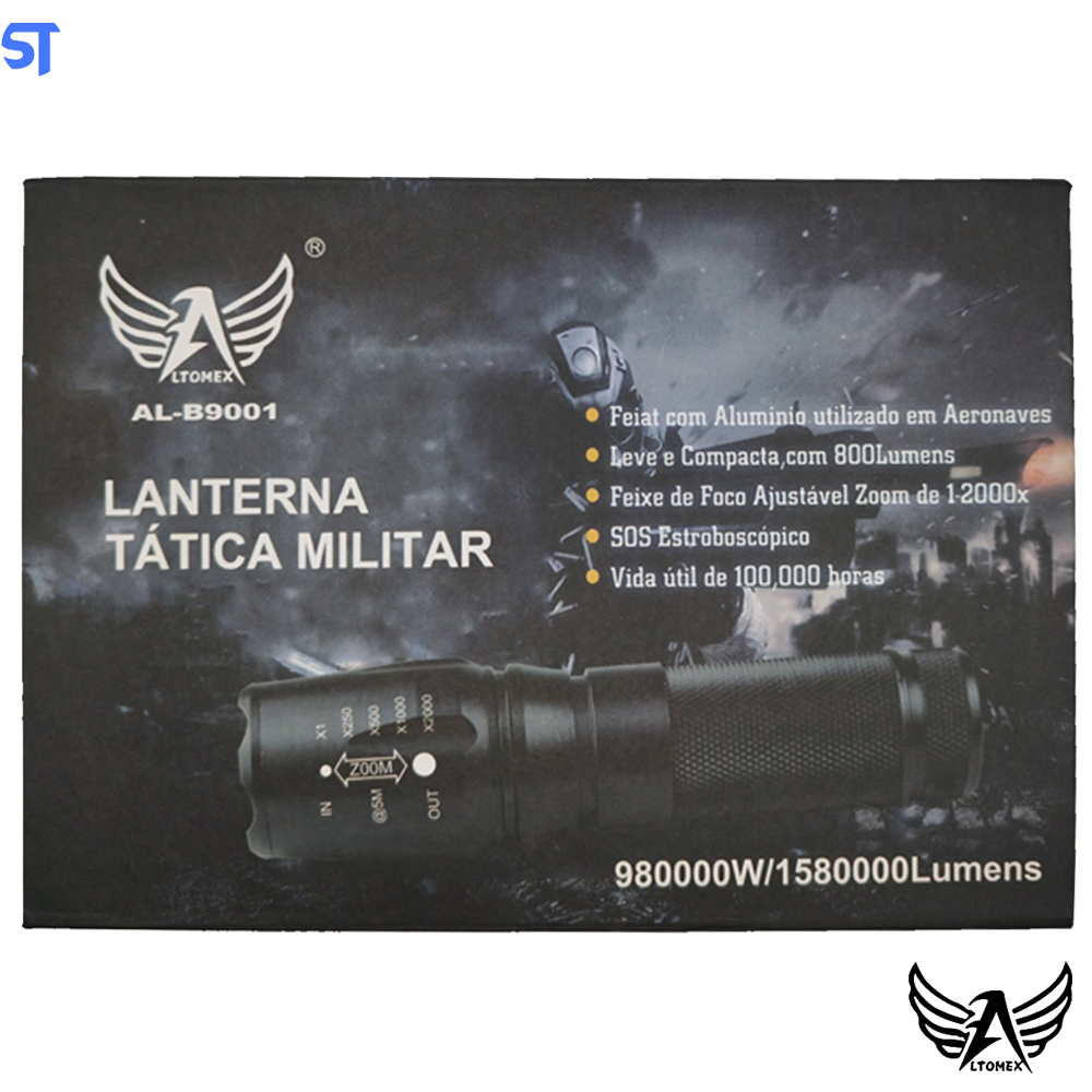 Lanterna Tática Multifuncional Led Recarregável Altomex X900 - ALB9001
