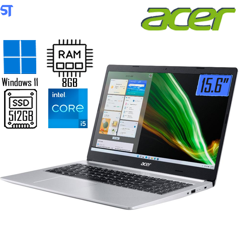 Notebook Acer Core i5- 10210U 8GB 512GB SSD Tela Full HD 15.6” Windows 11 Aspire 5 A515-54-58Z4