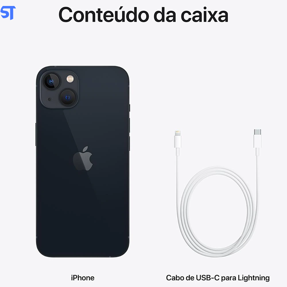 iPhone 13 Apple Meia-Noite 128GB Tela de 6,1", 5G e Câmera Dupla de 12MP