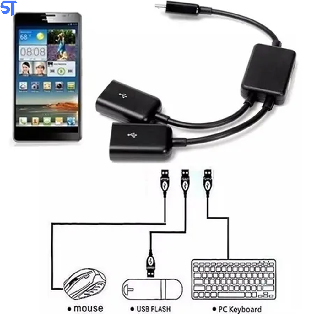 Cabo HUB OTG Tipo C Para 2 Portas USB 3.1