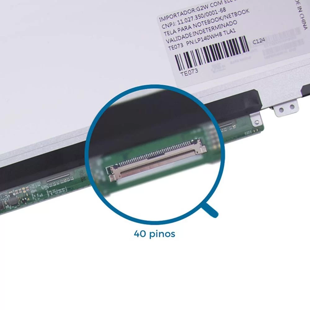 Tela Notebook Led Slim 14.1 Lp140wh8 (TL)(A1)- 40 Pinos