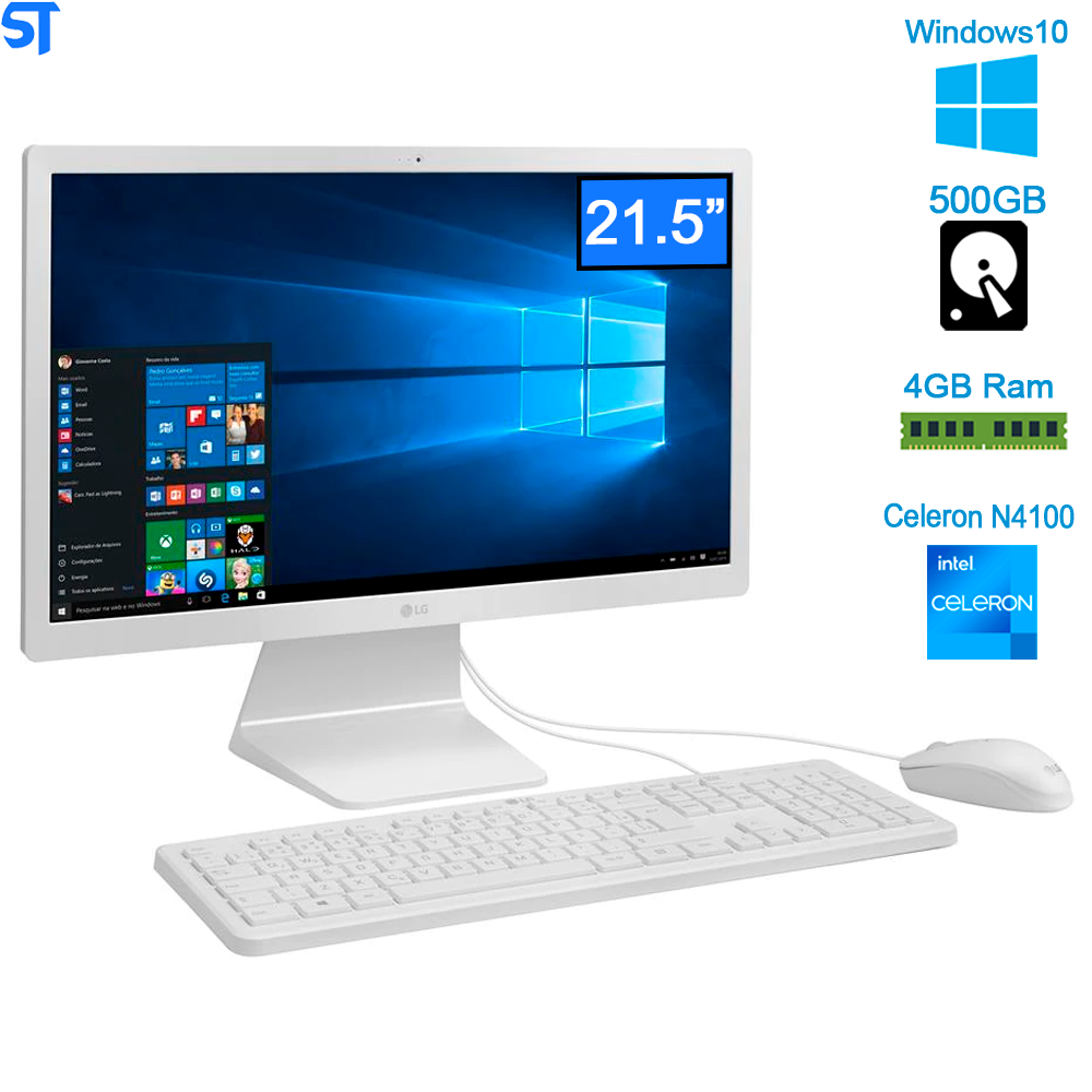 Computador LG All in One Quad Core 4GB 500GB Tela Full HD 21.5” Windows 10 22V280-L.BJ31P1