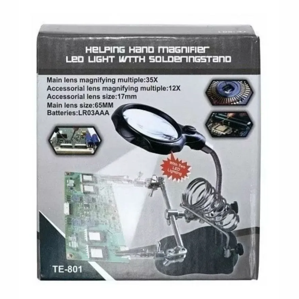 Lupa De Mesa Bancada Multi-função Com Suporte e Garras Te-801-03193