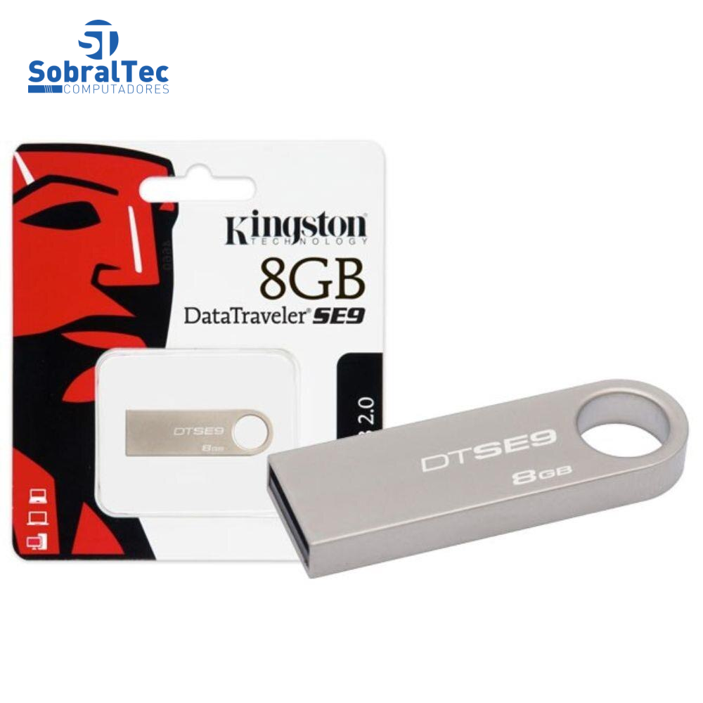 Pen Drive Kingston 8Gb Usb 2.0 Prata Plug And Play DataTraveler SE9 DTSE9H/8GBZ
