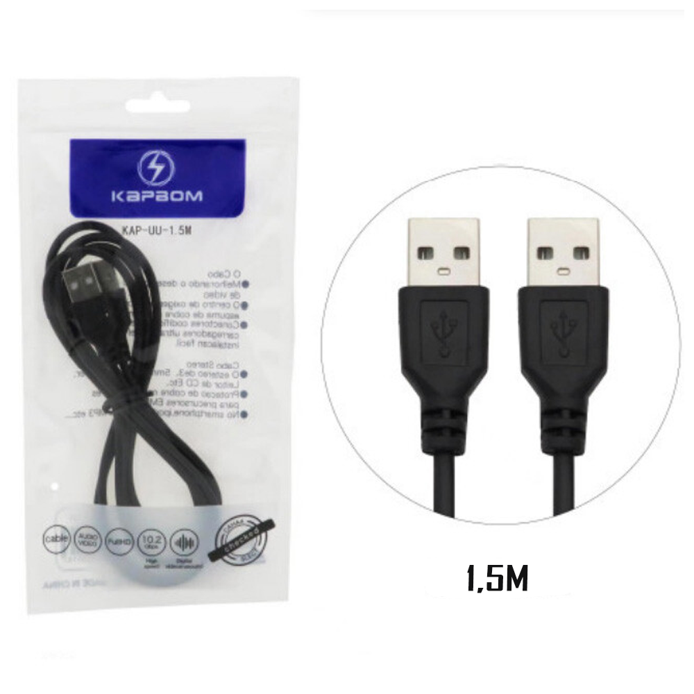 Cabo USB Macho Para USB Macho Kapbom KAP-UU-  1,5 Metros
