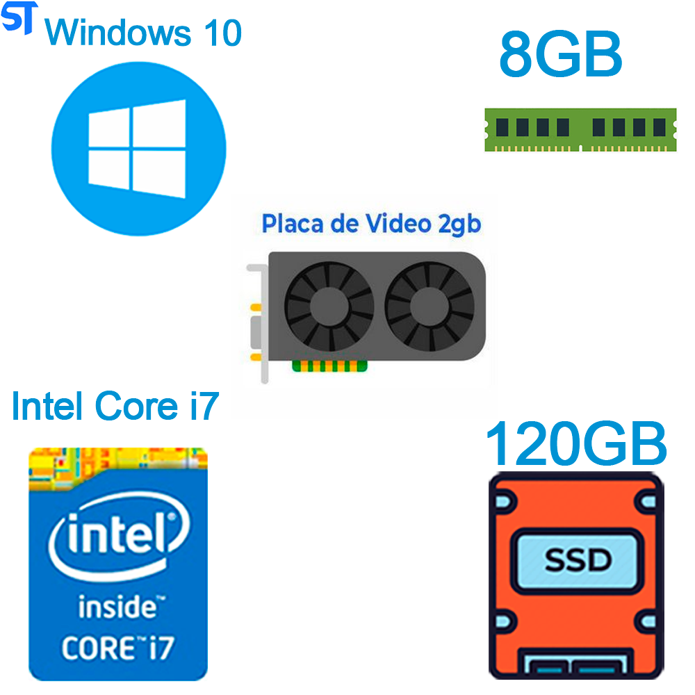 Computador Gamer i7- 3770- 3.4 GHZ- HD SSD 120 GB Memória 8GB Placa Video 2 GB 128Bits