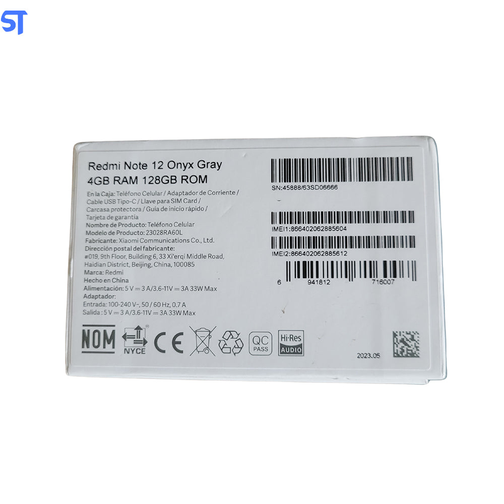 Smartphone Xiaomi Redmi Note 12 Dual Chip 128GB 4GB RAM Tela 6.3" 48MP Onyx Gray