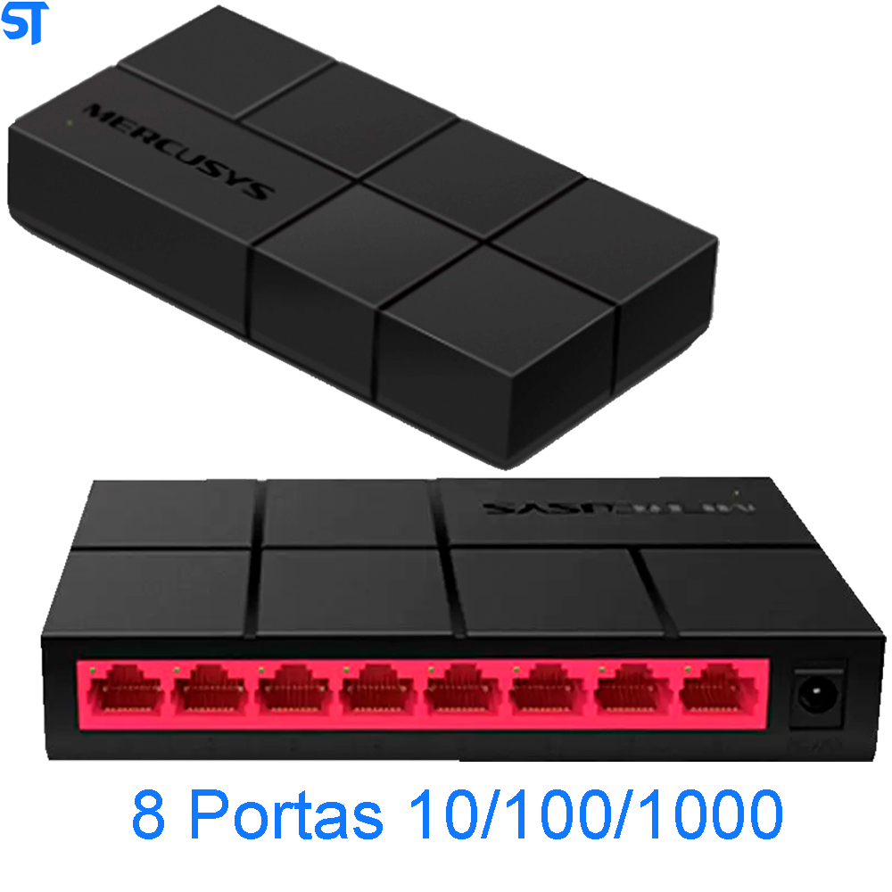 Switch 08 portas Gigabit 10/100/1000 Mbps (Min)i Mercusys - MS108G