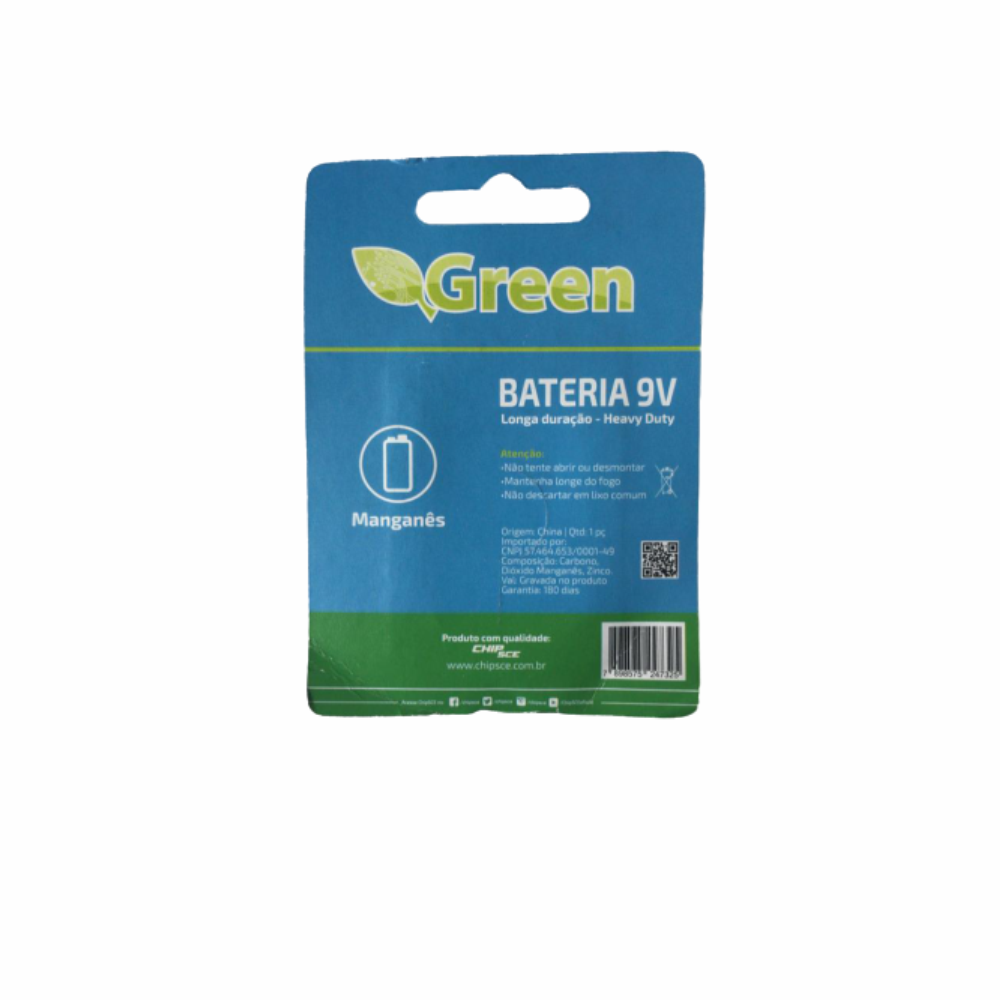 Bateria 9V Alcalina 6f22 Manganes Heavy Duty Green