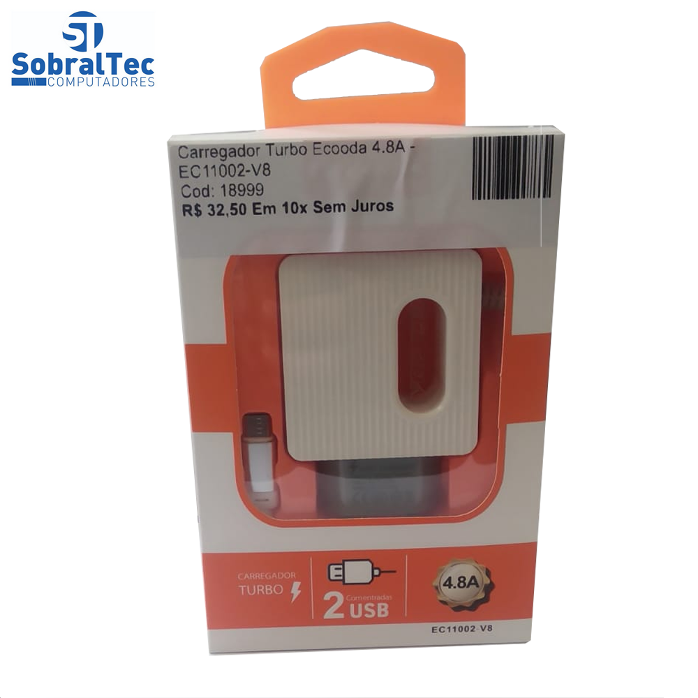 Carregador Turbo Ecooda  4.8A - EC11002-V8