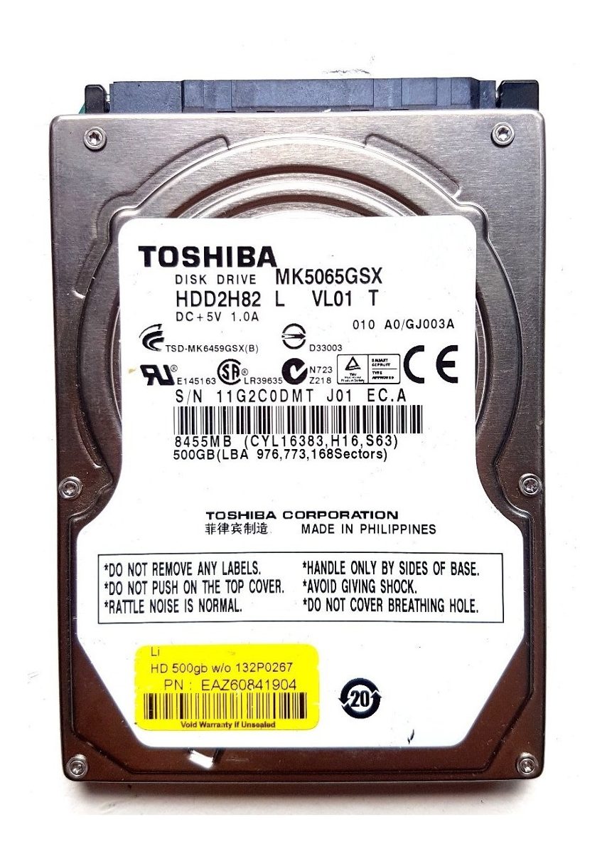Hd Int. Notebook 500 Gb Toshiba MK5065GSXF