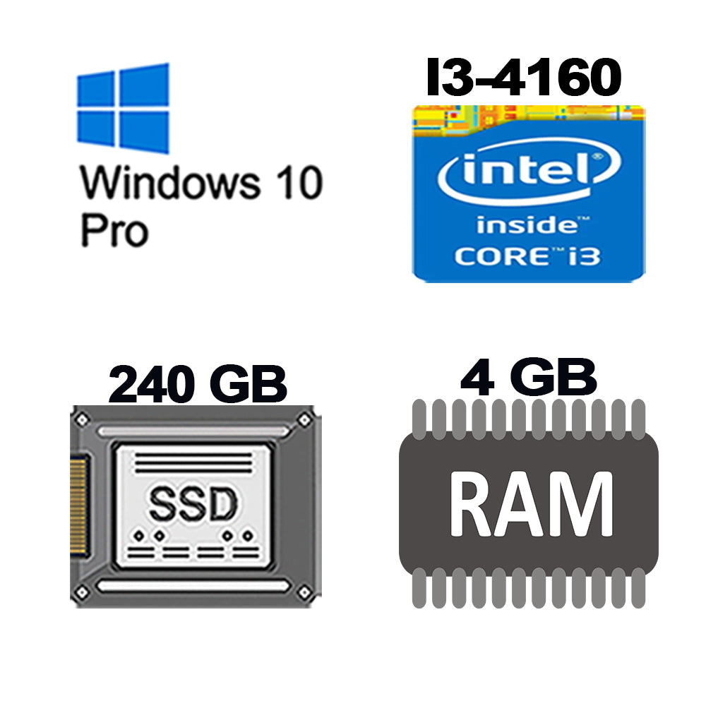 Computador Core i3 4160,SSD 240GB, Memória 4GB, GaB MT32BK, Windows, Mouse Pad Brinde