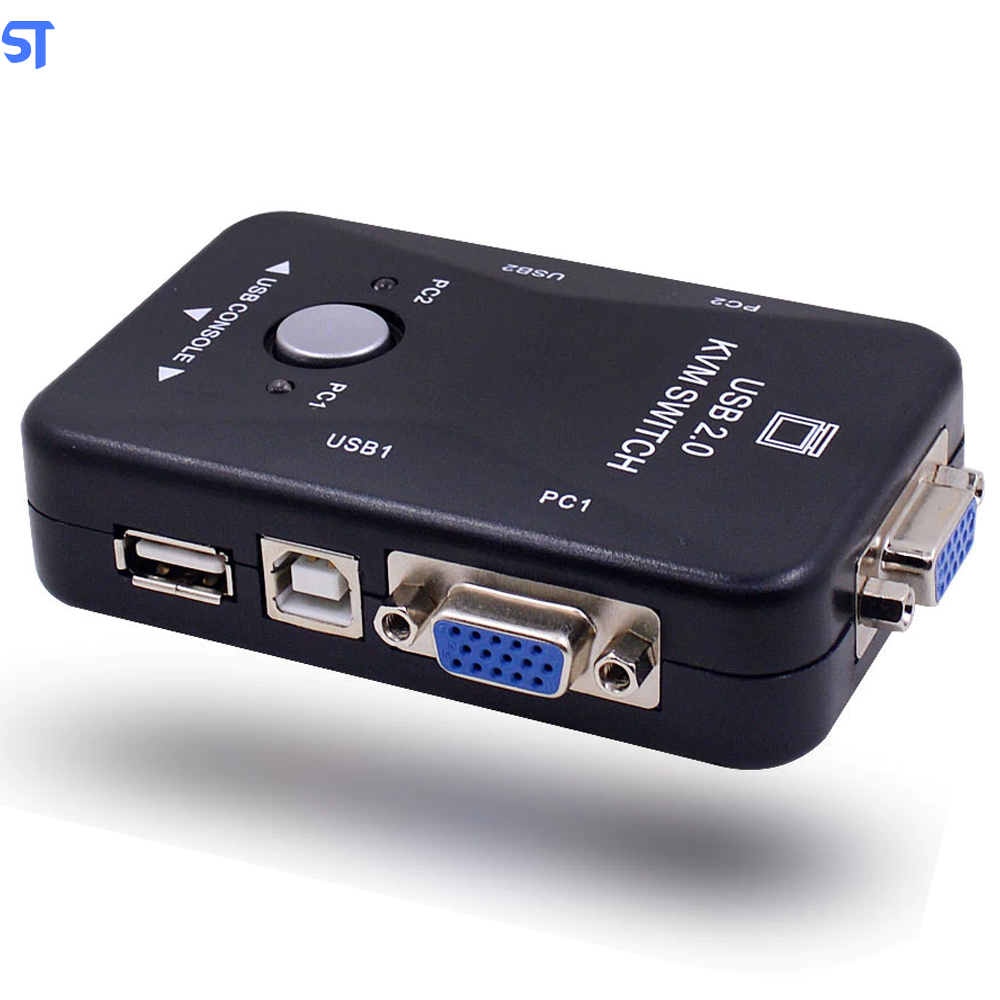 Chaveador Kvm Usb 2.0 Switch 2 Portas Vga e Usb A Usb B 2.0 Controladores 1 Vga Vídeo Com 2 Cabos
