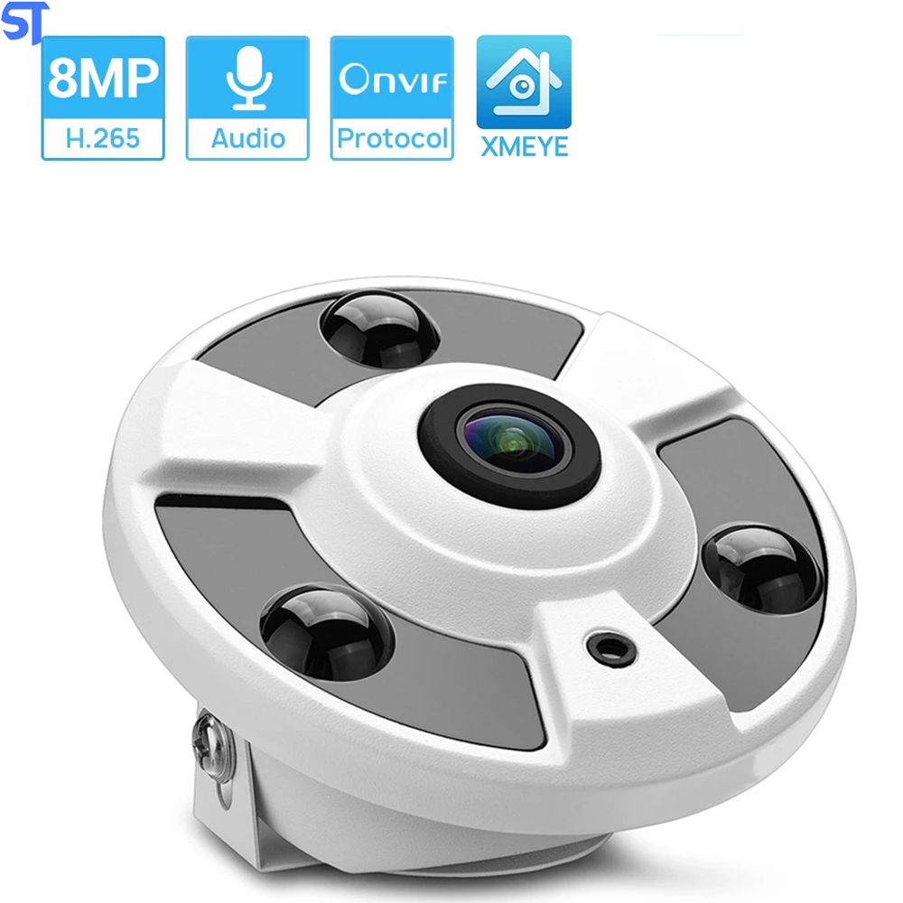 Câmera Ip Poe 48V Lente 1,7mm Hamrolte 8MP 4k  Wi-Fi Interna Detecção Humana Áudio Com Duas Vias- SDQJ3L-I80XM