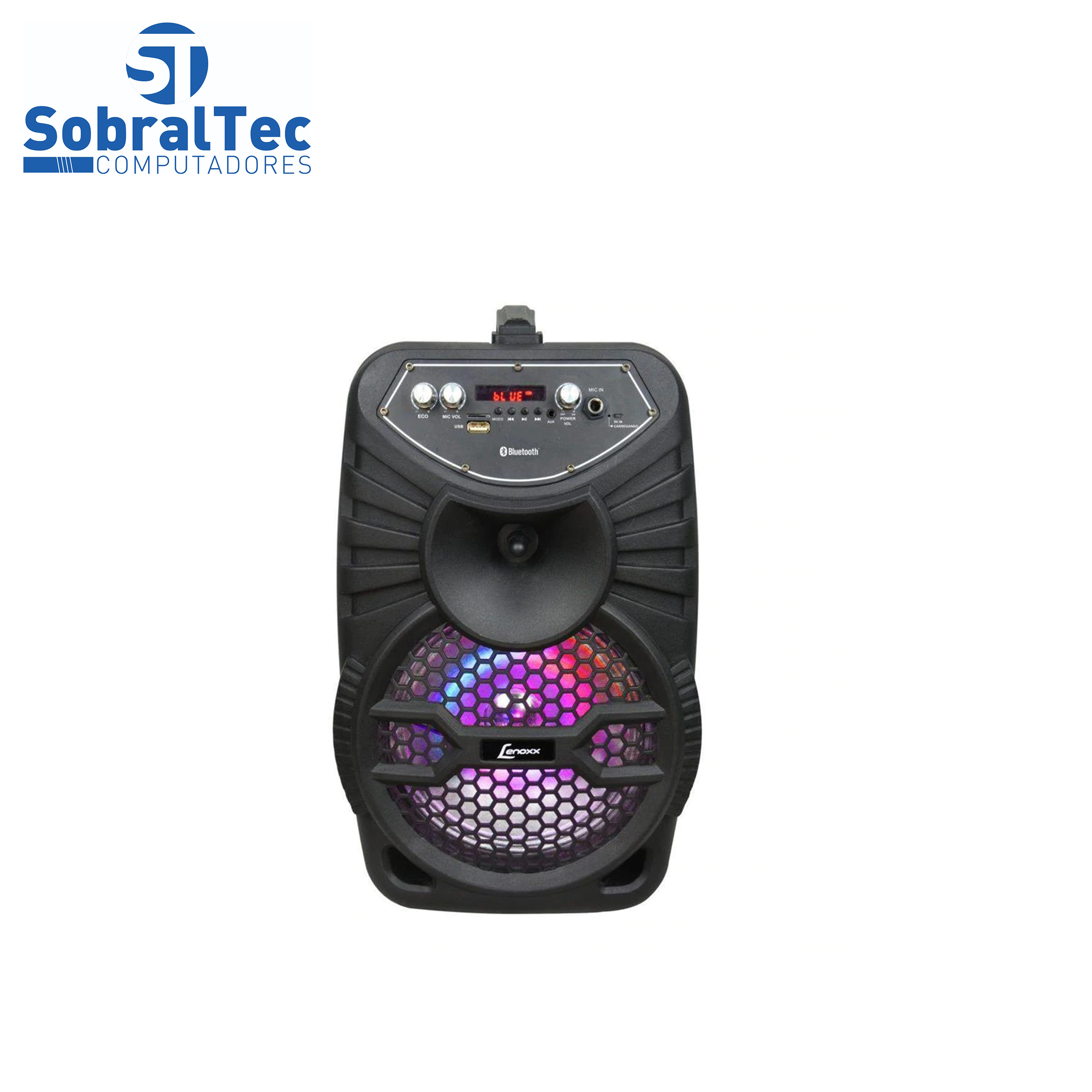 Caixa Amplificadora Lenoxx CA 100, Entradas USB/SD/AUX e para microfone, Rádio FM, MP3, Bluetooth e 150W RMS