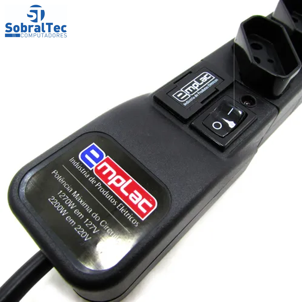 Protetor Eletrico Super Premium 3 Tomadas 5 Metros Emplac