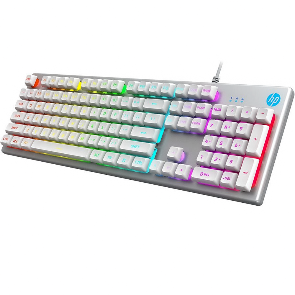 Teclado Gamer USB HP K500F LED Prata Com Membrana