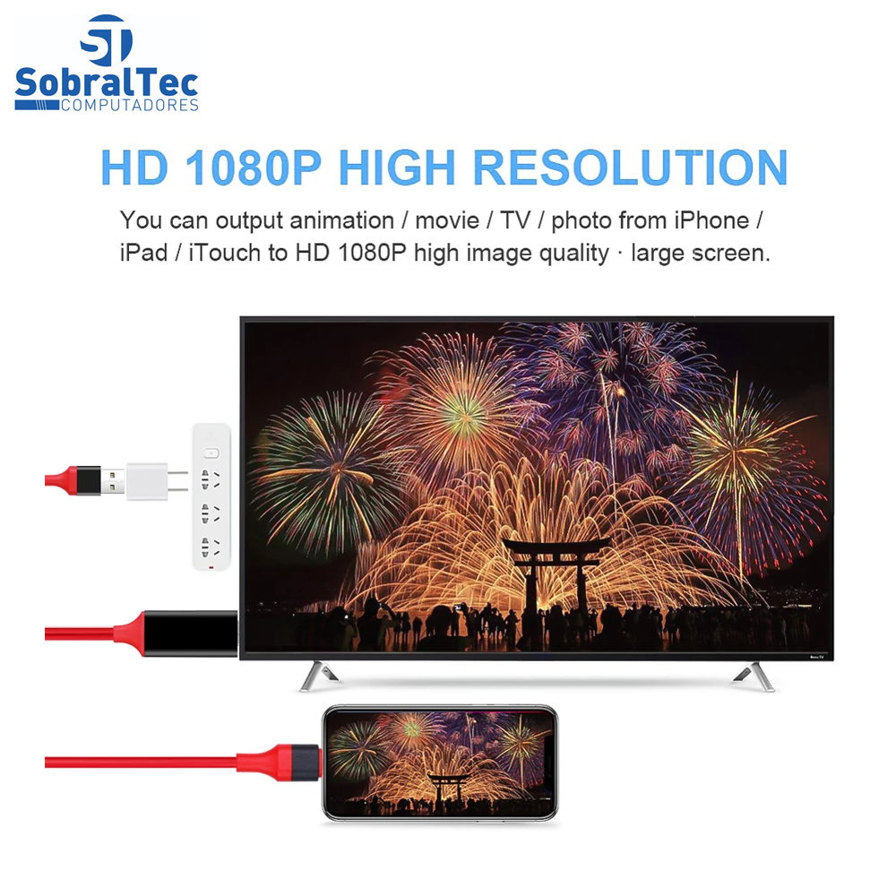 Cabo Hdmi Para Celular Hdtv Iphone 5,5s, 6, 6s, Plus ,7, 7 Plus Ipad Para Tv