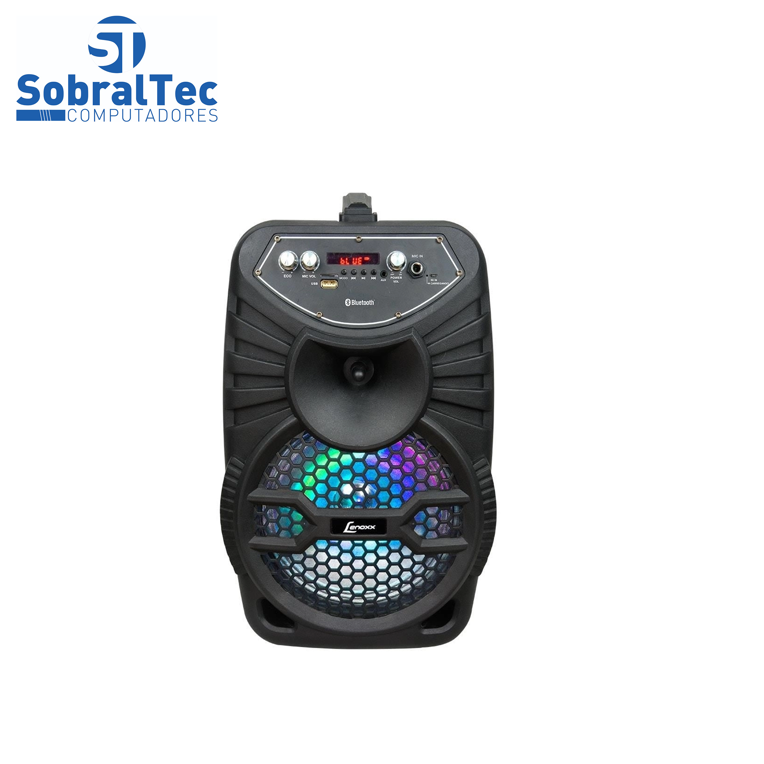 Caixa Amplificadora Lenoxx CA 100, Entradas USB/SD/AUX e para microfone, Rádio FM, MP3, Bluetooth e 150W RMS