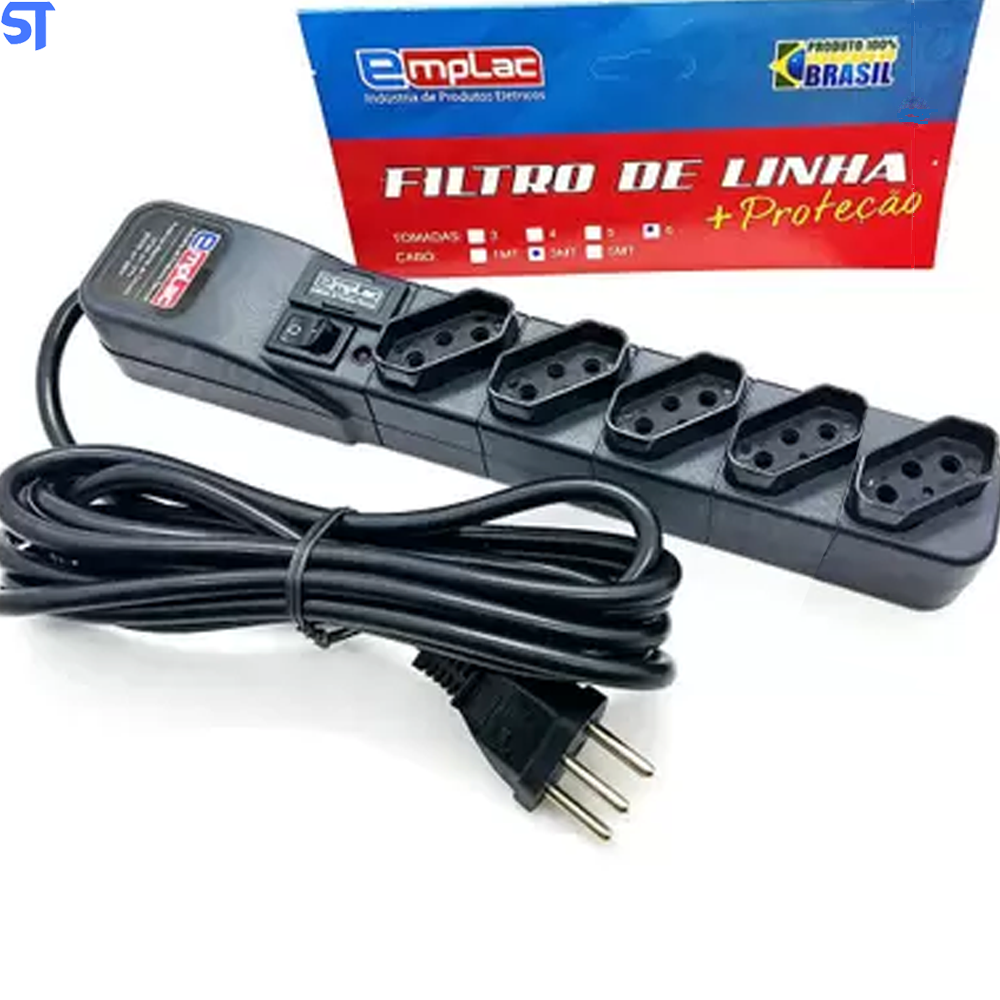Protetor Elétrico Super Premium 5 Tomadas 3 Metros Emplac