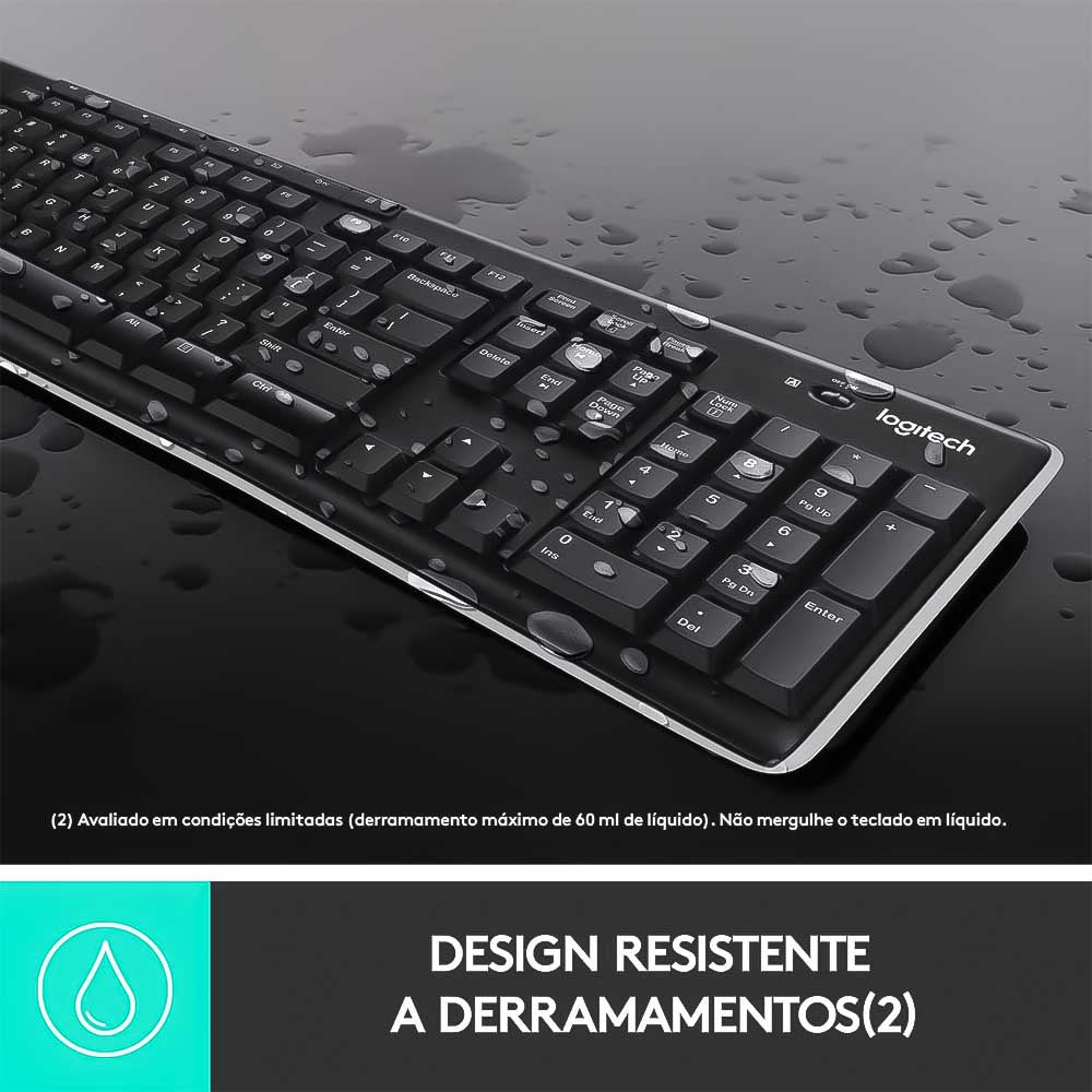 Teclado Logitech Wireless Sem Fio Multimidia K270