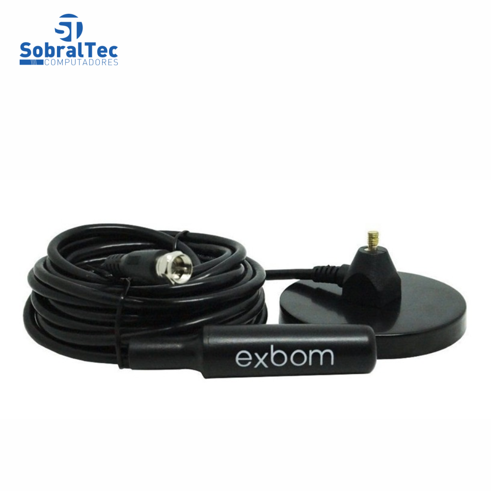 Antena Digital HDTV UHF VHF Interna Externa 5m Base Imã  4dBI Exbom AN-I4050A