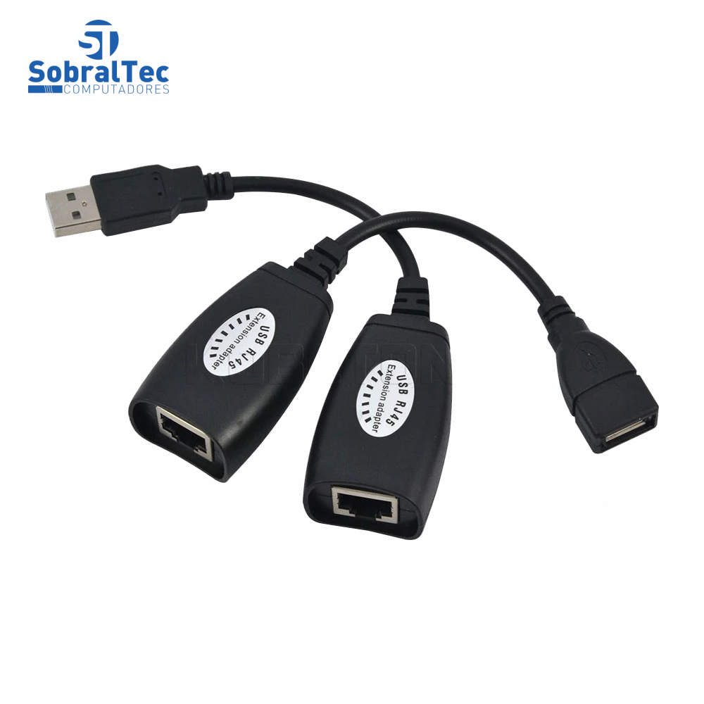 Adaptador Extensor Usb Via Rj45 Cabo De Rede Cat5 Cat5e Cat6 Até 45 Metros Kebidu E-07-04