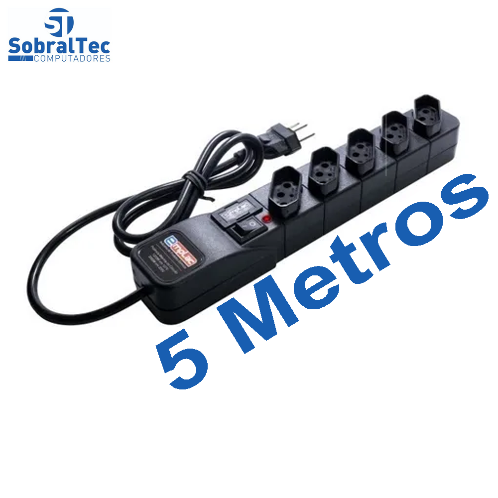 Protetor Eletrico Super Premium 5 Tomadas 5 Metros Emplac