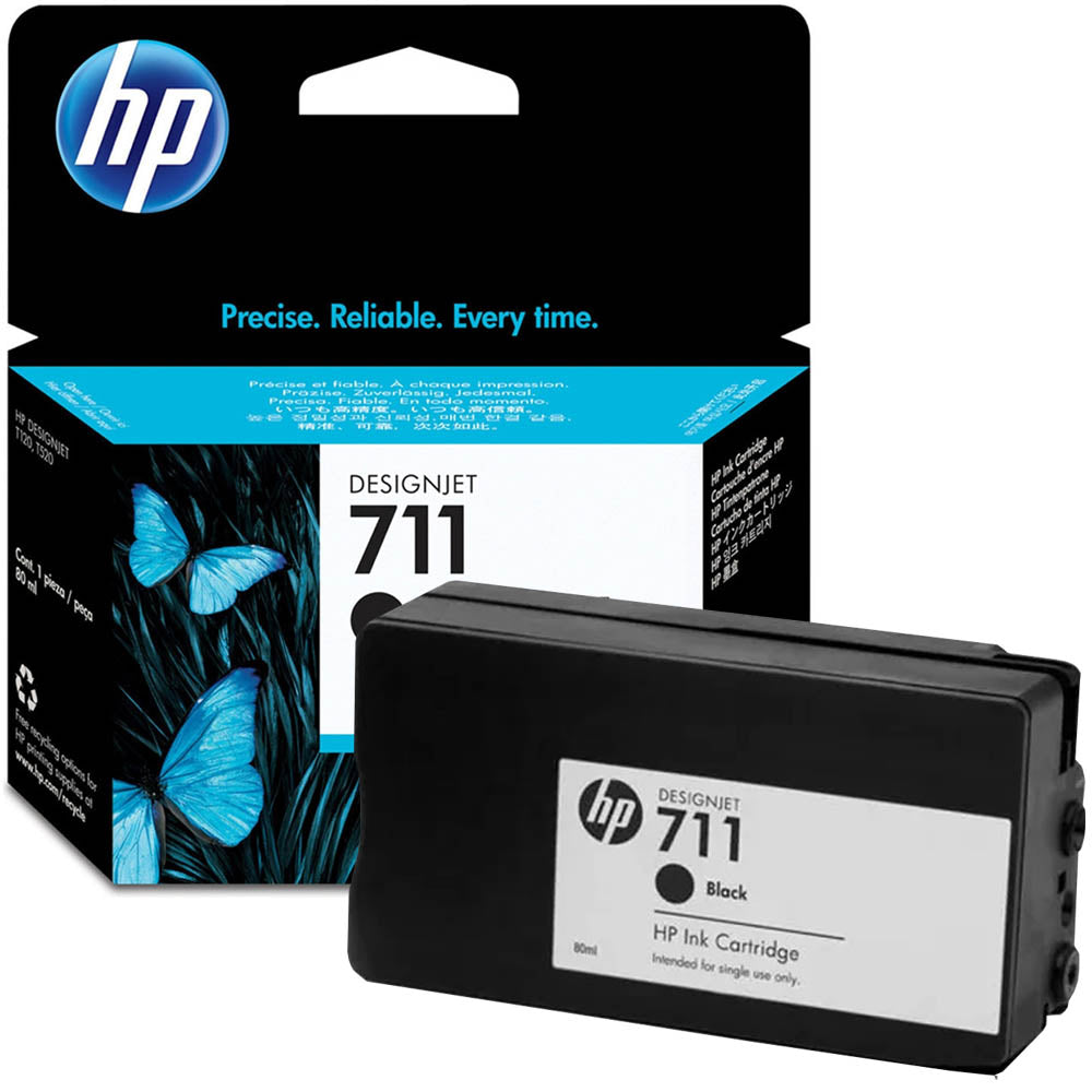 Cartucho de Tinta HP DesignJet 711 |  T100, T120, T125, T130, T520, T525, T530 | 80ml Preto HP Original - CZ133AB