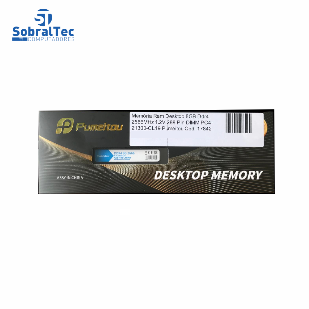 Memória Ram Desktop 8GB Ddr4 2666MHz 1.2V 288 Pin-DIMM PC4-21300-CL19 Pumeitou