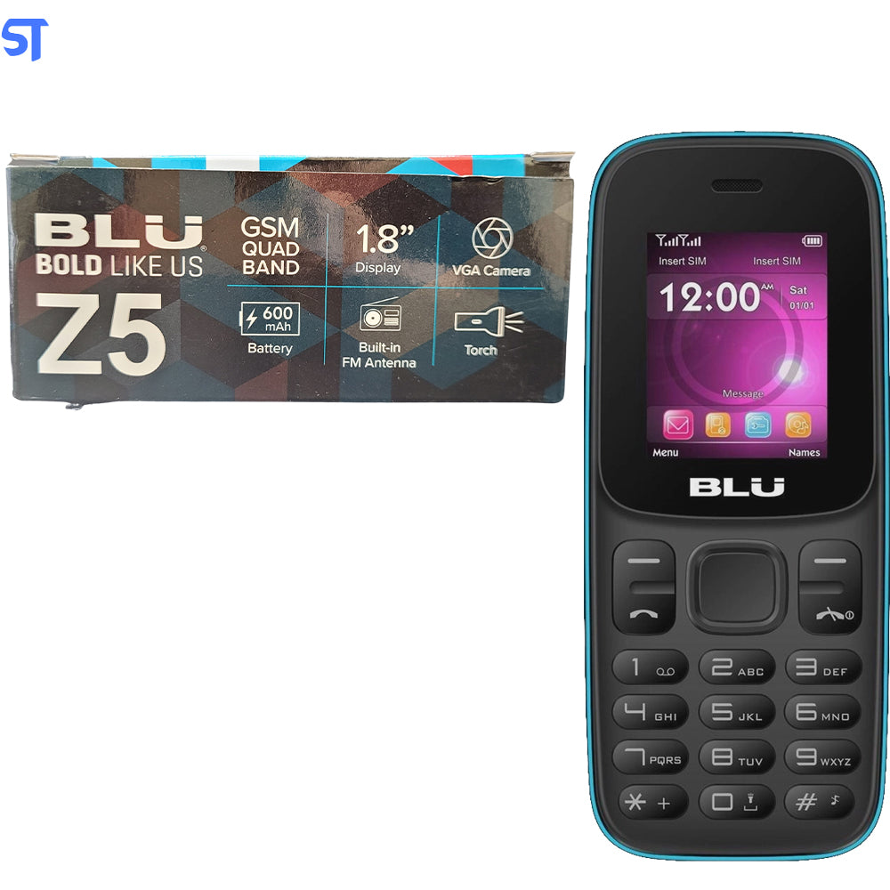 Celular Blu Z5 Dual Sim 32MB Tela De 1.8 Câmera Vga E Rádio Fm - Preto/Azul